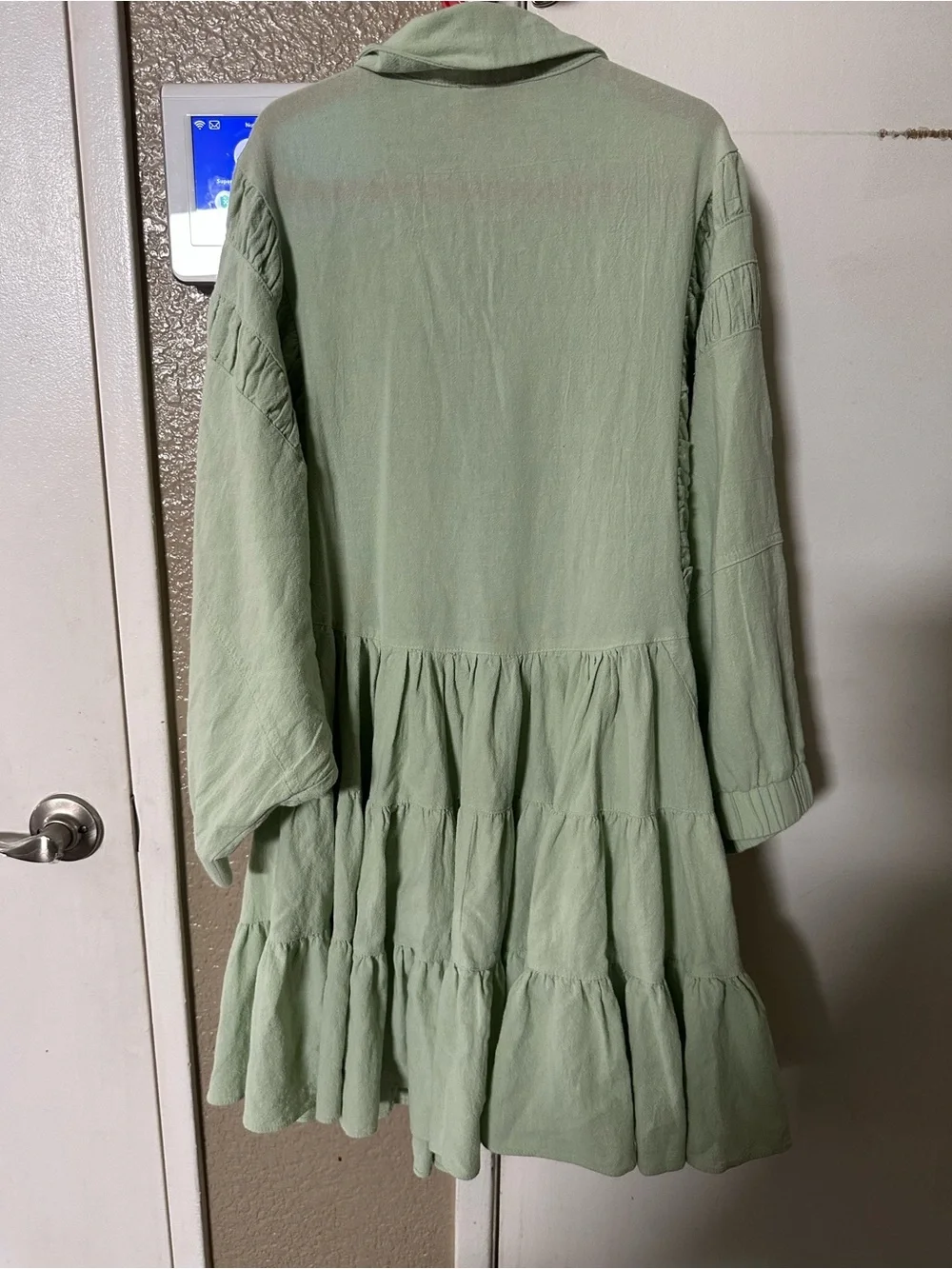 Dusty Rose Light Green Tiered Zip-Front Dress Sz Small